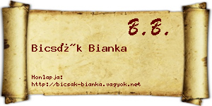 Bicsák Bianka névjegykártya